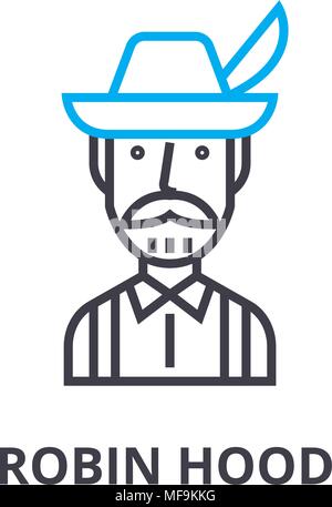 Robin Hood dünne Linie Symbol, Zeichen, Symbol, illustation, lineare Konzept, Vektor Stock Vektor