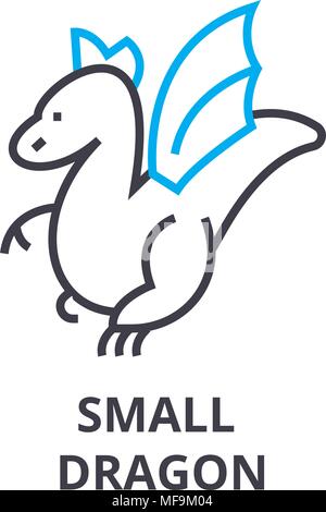 Kleine Drache dünne Linie Symbol, Zeichen, Symbol, illustation, lineare Konzept, Vektor Stock Vektor