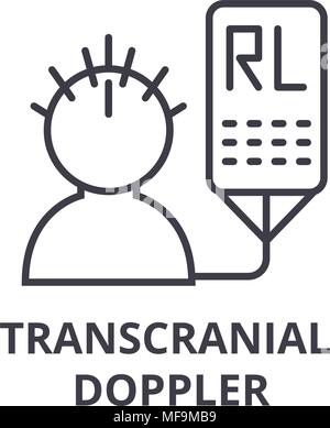 Transkranieller Doppler dünne Linie Symbol, Zeichen, Symbol, illustation, lineare Konzept, Vektor Stock Vektor