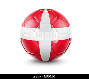 Hohe Qualität Rendern eines Fußballs mit der Flagge von Dänemark. (Serie) Stockfoto