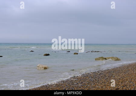 Ein Blick auf Queller genommen Hoe Country Park, unter dem weißen Klippen von Dover Stockfoto