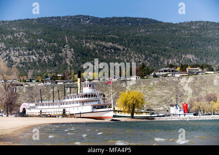 Sternwheeler SS Hesse Museum und Heritage Park am Ufer des Okanagan Lake in Penticton, British Columbia, Kanada. Stockfoto