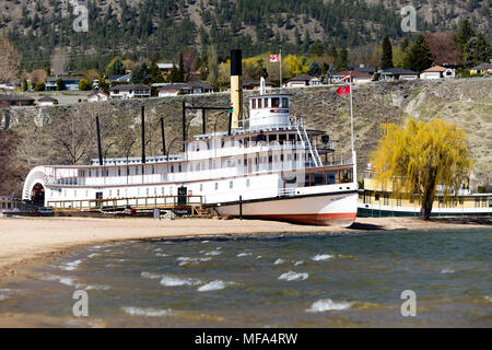 Sternwheeler SS Hesse Museum und Heritage Park am Ufer des Okanagan Lake in Penticton, British Columbia, Kanada. Stockfoto