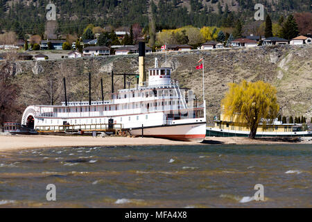 Sternwheeler SS Hesse Museum und Heritage Park am Ufer des Okanagan Lake in Penticton, British Columbia, Kanada. Stockfoto