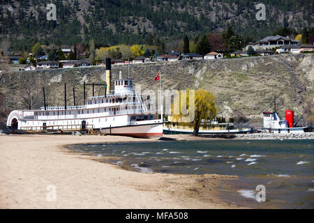 Sternwheeler SS Hesse Museum und Heritage Park am Ufer des Okanagan Lake in Penticton, British Columbia, Kanada. Stockfoto