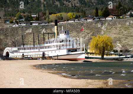 Sternwheeler SS Hesse Museum und Heritage Park am Ufer des Okanagan Lake in Penticton, British Columbia, Kanada. Stockfoto