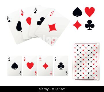 Satz von ace-Karten spielen. Zurück Seite Design. Vector Illustration auf weißem Hintergrund. Web site Seite und mobile App Design. Stock Vektor