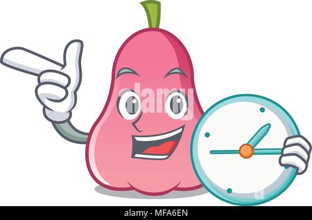 Mit Uhr rose Apple Charakter Cartoon Stock Vektor