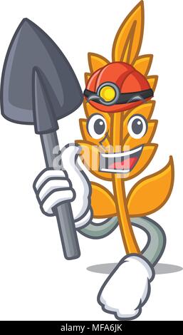 Miner Weizen Maskottchen Cartoon Stil Stock Vektor