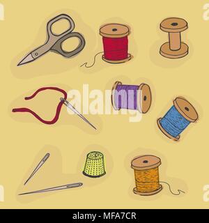 Nähzubehör. Stock Vektor