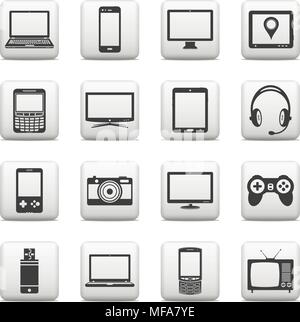 Moderne digitale Geräte und elektronische Geräte Symbole. Web-Tasten einstellen. Vector Illustration. Stock Vektor