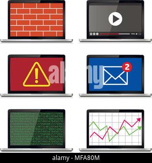 Moderne Laptops eingestellt. Vector Illustration Stock Vektor