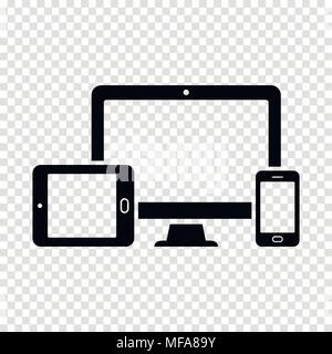Satz digitaler Geräte Symbole auf transparentem Hintergrund Stock Vektor