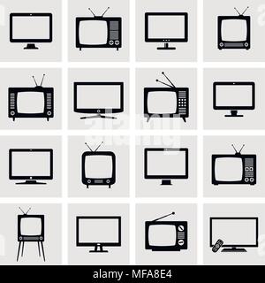 Moderne und Retro TV Symbole gesetzt. Vector Illustration. Stock Vektor