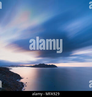 Mount Buciero bei Sonnenuntergang von Liendo, MOC Montaña orientalische Costera, Kantabrien, Spanien, Europa Stockfoto