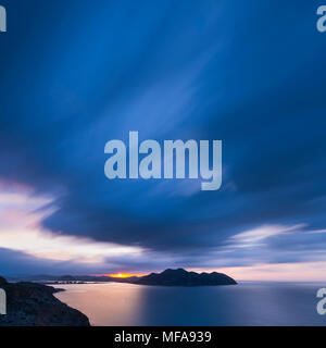 Mount Buciero bei Sonnenuntergang von Liendo, MOC Montaña orientalische Costera, Kantabrien, Spanien, Europa Stockfoto