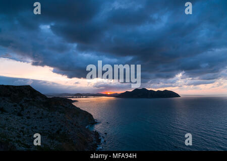 Mount Buciero bei Sonnenuntergang von Liendo, MOC Montaña orientalische Costera, Kantabrien, Spanien, Europa Stockfoto