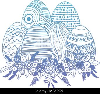 Frohe Ostern Eier Malen mit Rosen Kranz Vector Illustration Design Stock Vektor