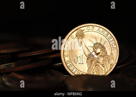 Nahaufnahme von uns einen Dollar Münze Stockfoto