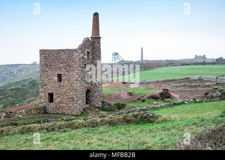 Wheal Owles, Tin Mining Engine House, Cornwall, Großbritannien Stockfoto