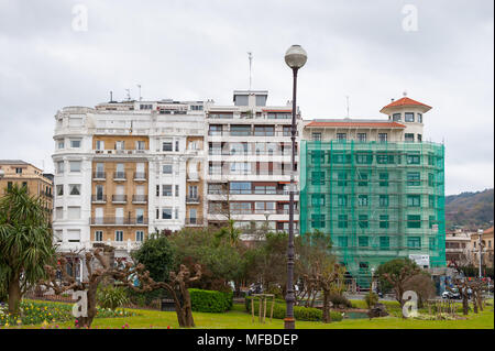 Architektur und Natur von San Sebastian, Baskenland, Spanien. Stockfoto