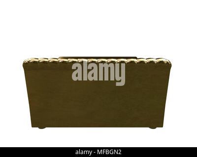 3D-Rendering von einem goldenen Bett auf einem weißen Hintergrund isoliert Stockfoto