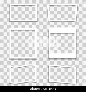 Satz von verschiedenen Bilderrahmen isoliert auf kariertem Hintergrund Stockfoto