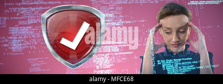 Das zusammengesetzte Bild im Business woman Denken Stockfoto