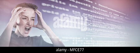 Das zusammengesetzte Bild im Business Frau ihren Kopf Stockfoto