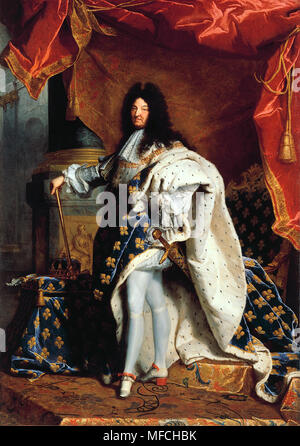 Porträt von Ludwig XIV. Von Frankreich von Hyacinthe Rigaud, 1701, Öl auf Leinwand Stockfoto