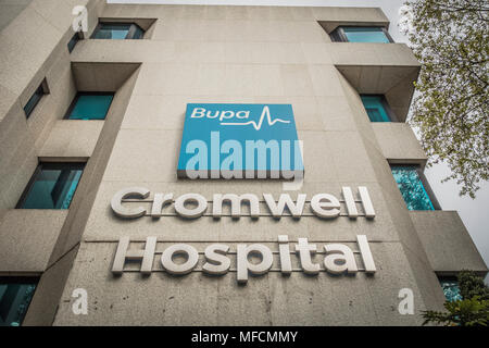 Der private Sektor Bupa Cromwell Krankenhaus, Cromwell Road, Kensington, London, SW5, UK Stockfoto