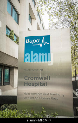 Der private Sektor Bupa Cromwell Krankenhaus, Cromwell Road, Kensington, London, SW5, UK Stockfoto