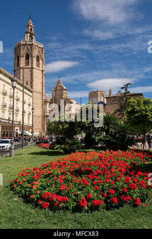 Die Sehenswürdigkeit Glockenturm Miguelete, Teil von Valencia Kathedrale, Plaza de la Reina, Valencia, Spanien Stockfoto