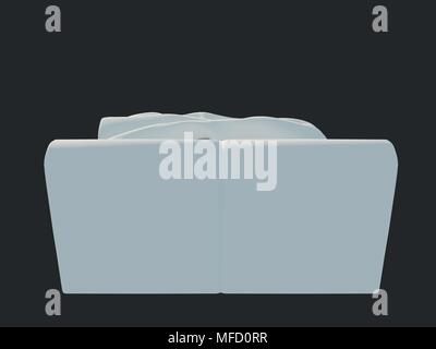 3D-Rendering von einer weißen Bett auf einem schwarzen dunklen Hintergrund isoliert Stockfoto