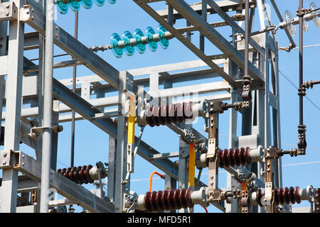 Power Station Struktur Detail. Energie Anlage. Elektrische Produktion und Verteilung Stockfoto