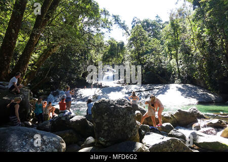 Josephine Falls eine klare Berg Oase fo Swimmingpool außen Cairns Queensland Australien verwendet Stockfoto