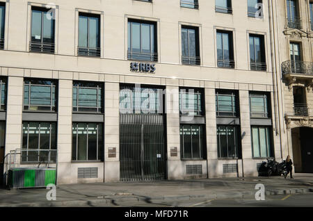 Die Royal Bank of Scotland Niederlassung Boulevard Haussmann, Paris. Stockfoto
