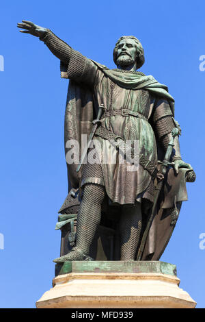 Denkmal für die flämischen Politiker und politische Führer Jacob Van Artevelde (1290-1345) am Freitag Markt in Gent, Belgien Stockfoto