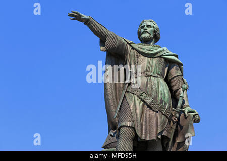 Denkmal für die flämischen Politiker und politische Führer Jacob Van Artevelde (1290-1345) am Freitag Markt in Gent, Belgien Stockfoto