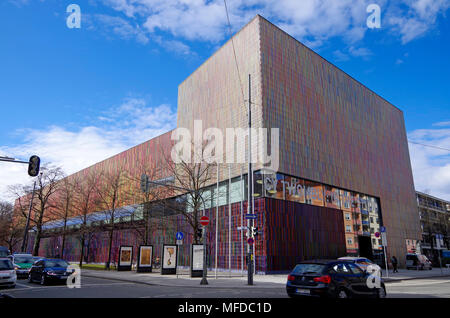 Das Museum Brandhorst in München, 2009 eröffnet, Gehäuse Sammlung moderner Kunst, außergewöhnliche mehrfarbigen Fassade, Stockfoto