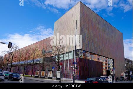 Das Museum Brandhorst in München, 2009 eröffnet, Gehäuse Sammlung moderner Kunst, außergewöhnliche mehrfarbigen Fassade, Stockfoto