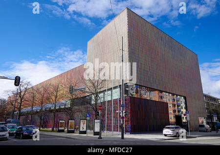 Das Museum Brandhorst in München, 2009 eröffnet, Gehäuse Sammlung moderner Kunst, außergewöhnliche mehrfarbigen Fassade, Stockfoto