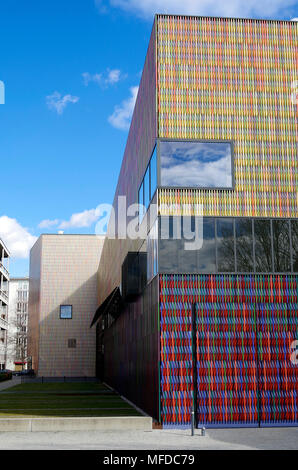 Das Museum Brandhorst in München, 2009 eröffnet, Gehäuse Sammlung moderner Kunst, außergewöhnliche mehrfarbigen Fassade, Stockfoto