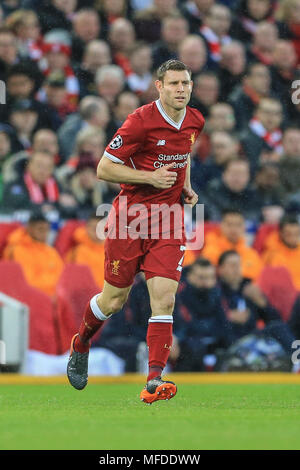 Liverpool, Großbritannien. 24. April 2018. 24. April 2018, Liverpool, Liverpool, England; UAFA Champions League Halbfinale, Hinspiel, Liverpool v Roma; James Milner von Liverpool Credit: Aktuelles Bilder/Alamy leben Nachrichten Stockfoto