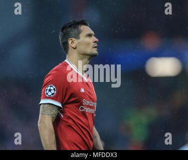 Liverpool, Großbritannien. 24. April 2018. 24. April 2018, Liverpool, Liverpool, England; UAFA Champions League Halbfinale, Hinspiel, Liverpool v Roma; Dejan Lovren von Liverpool Credit: Aktuelles Bilder/Alamy leben Nachrichten Stockfoto