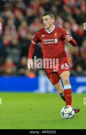 Liverpool, Großbritannien. 24. April 2018. 24. April 2018, Liverpool, Liverpool, England; UAFA Champions League Halbfinale, Hinspiel, Liverpool v Roma; Andrew Robertson von Liverpool Credit: Aktuelles Bilder/Alamy leben Nachrichten Stockfoto