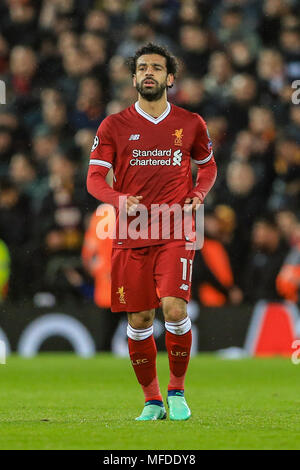 Liverpool, Großbritannien. 24. April 2018. 24. April 2018, Liverpool, Liverpool, England; UAFA Champions League Halbfinale, Hinspiel, Liverpool v Roma; Mohamed Salah von Liverpool Credit: Aktuelles Bilder/Alamy leben Nachrichten Stockfoto