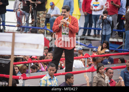 Tucupita. Venezuela. 24. April 2018. Der Präsident von Venezuela, Nicolás Maduro, beteiligt sich an einer Kampagne in Tucupita, die Hauptstadt des Bundesstaates Delta Amacuro (Osten). Marcos Salgado/Alamy Nachrichten Stockfoto