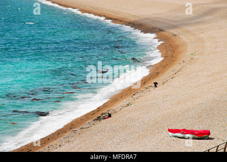 Portland. 25. April 2018. UK Wetter: ein wunderschöner, sonniger Tag am Chesil Beach, Insel von Portland, in Dorset Credit: stuart Hartmut Ost/Alamy leben Nachrichten Stockfoto