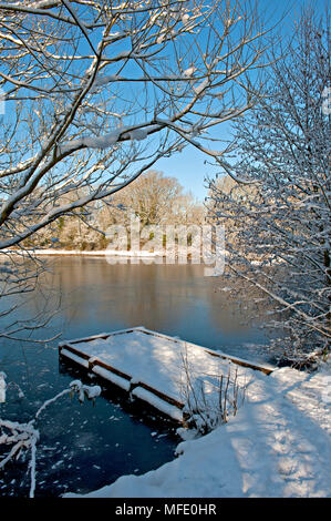 Die gefrorenen Barden See, in Tonbridge, Kent, Großbritannien während der kältewelle des Winters 2018 Stockfoto